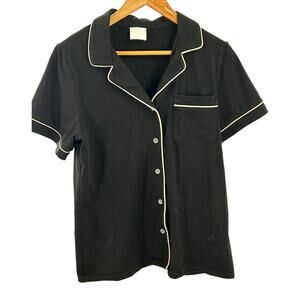 Le Rose Women’s Medium Black Pajama‎ Top Short Sleeve
